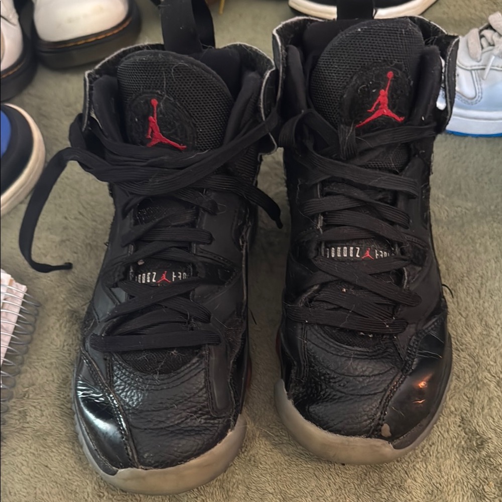 Jordan Black and Red High-Top Sneakers
